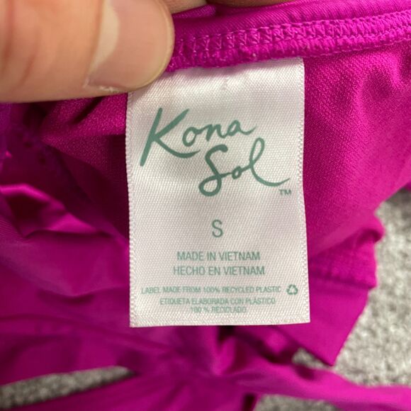 Kona Sol Swimwear Bikini Top Women Small Purple Halter Back Tie Summer Beach - Picture 6 of 10